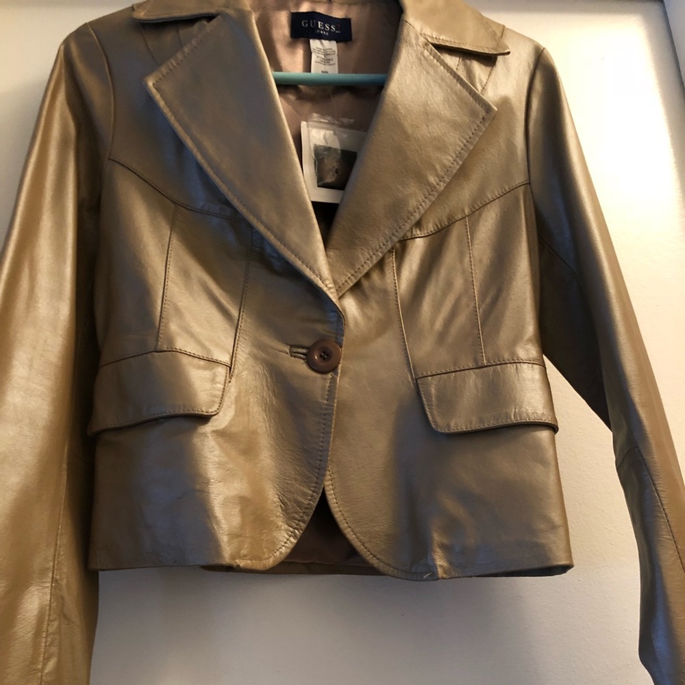 Guess Jeans “gold” leather jacket 🔥PRICE DROP🔥
